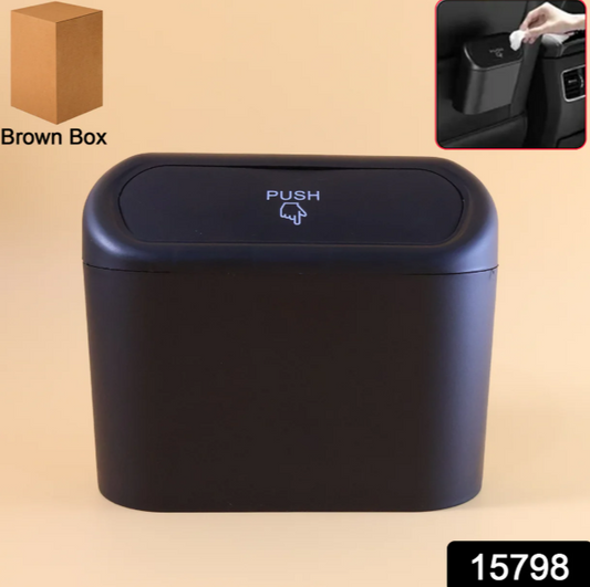 Mini Car Trash Can with Lid, Waterproof Car Trash Bin Storage Box (1 Pc)