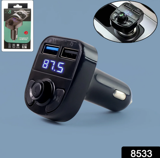 CAR-X8 Bluetooth FM Transmitter Kit with Dual USB Fast Charger