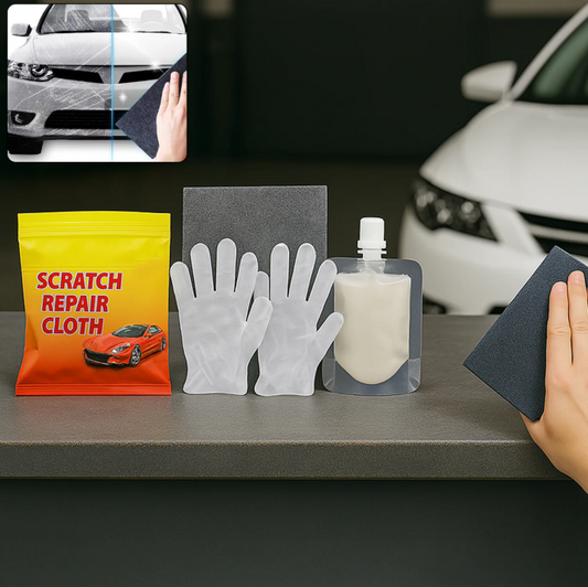 Nano Magic Car Scratch Remover Cloth, Multipurpose Scratch Repair Cloth, Cloth for Car Paint Scratch Repair, Easy to Repair Slight Scratches on the Surface Polishing Repeatable Use for All Kinds of Car (45 ML Repair Solution, 2 Gloves, 2 nano Cloth)